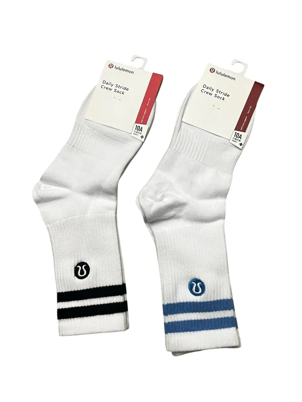 Set of 2 Lululemon Daily Stride Crew Socks Women’s M Blue Black Athleisure Cozy